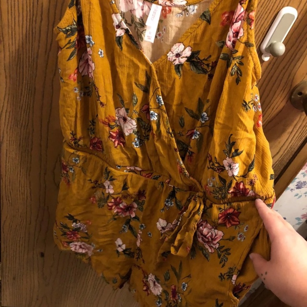 yellow floral romper